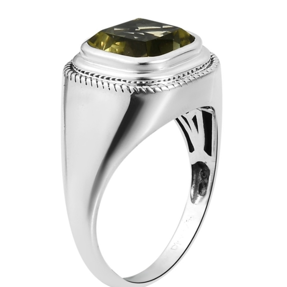 NWT💙HOST PICK💙MENS LEMON QUARTZ ASSCHER CUT GEMSTONE RING - Picture 2 of 4